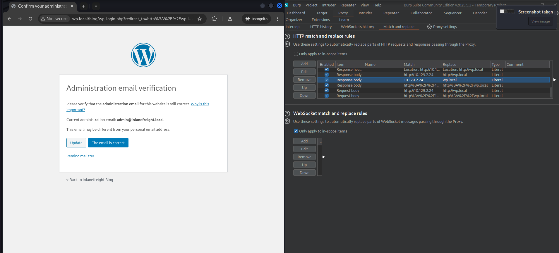 WordPress admin login success