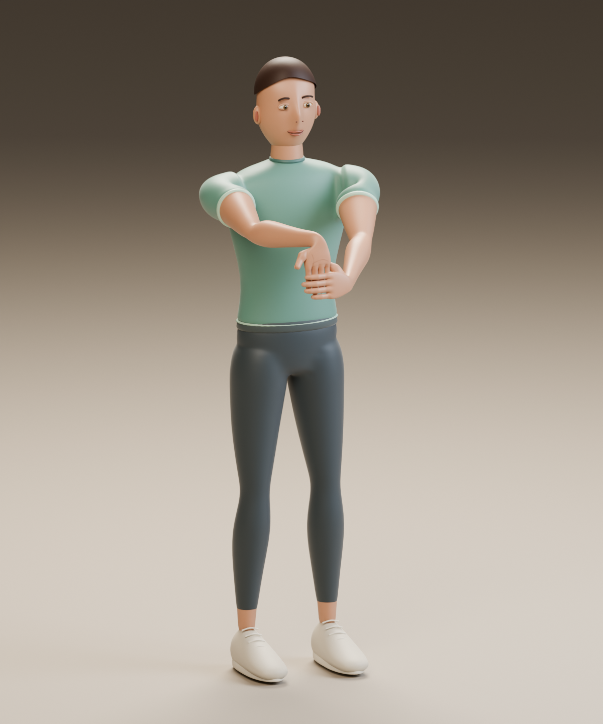Astra avatar in the final stretching pose